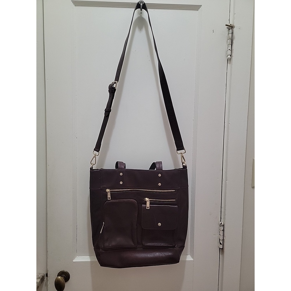 Authentic RACHEL ROY burgundy leather Medium laptop tote bag purse EUC